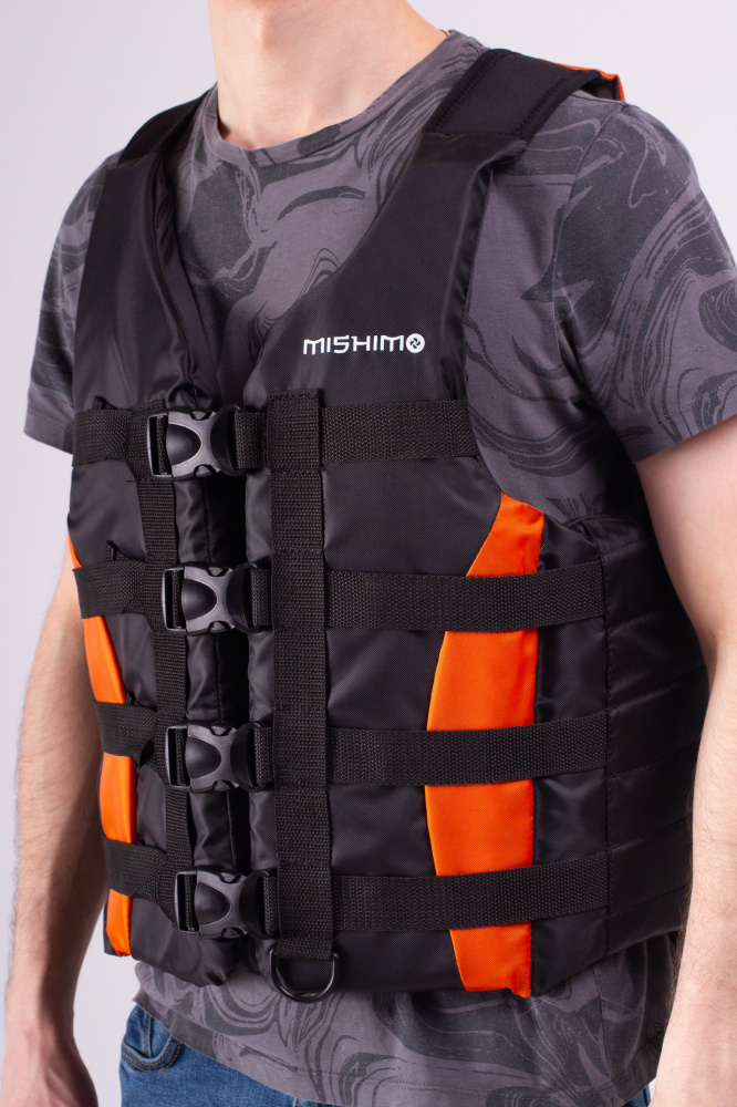 Жилет спасательный MISHIMO PRO Премиум качества Черно-оранжевый в Нефтеюганске