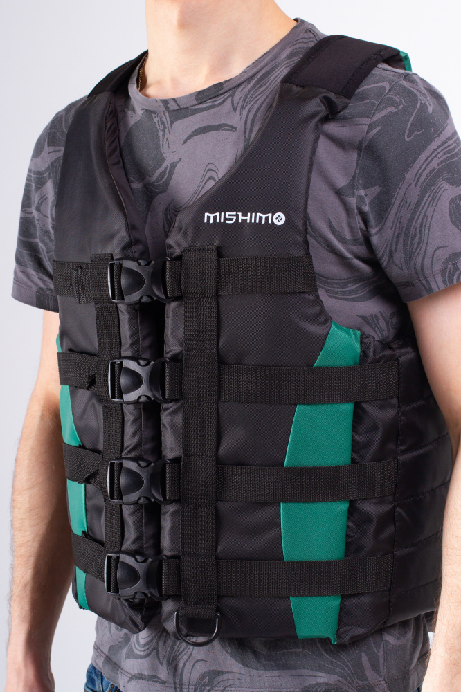 Жилет спасательный MISHIMO PRO Премиум качества Черно-зеленый в Нефтеюганске